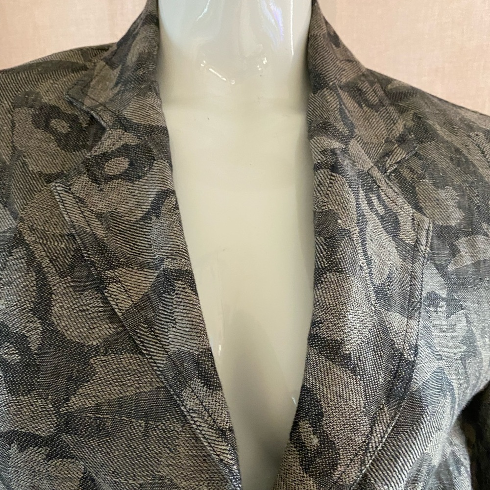 Gray Army Print Linen Blazer/ Jacket - image 2